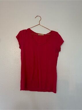 LOFT pink sunwashed scoop Neck Short Sleeve Tee size medium